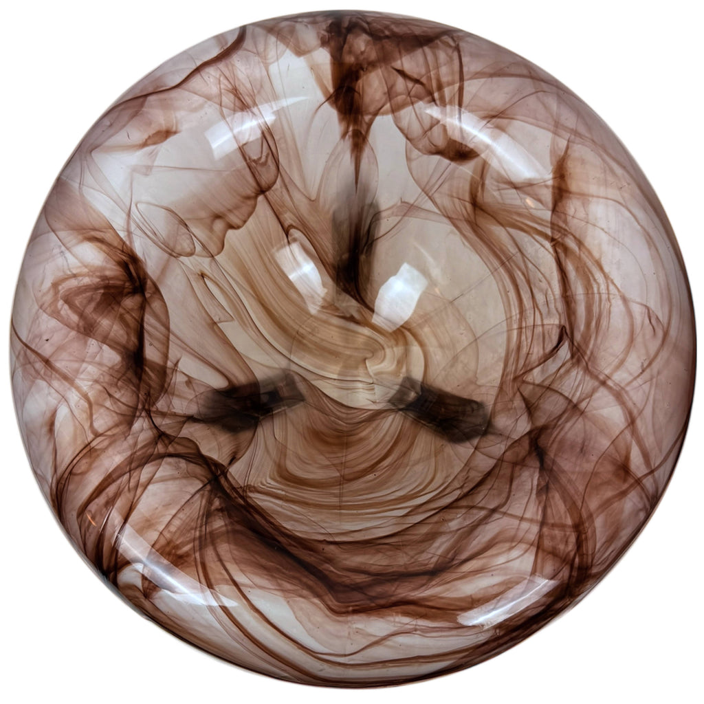 Vintage Walther & Sohne Oralit Cloud Glass Liane Footed Bowl Braun Sepia 26.5 cm