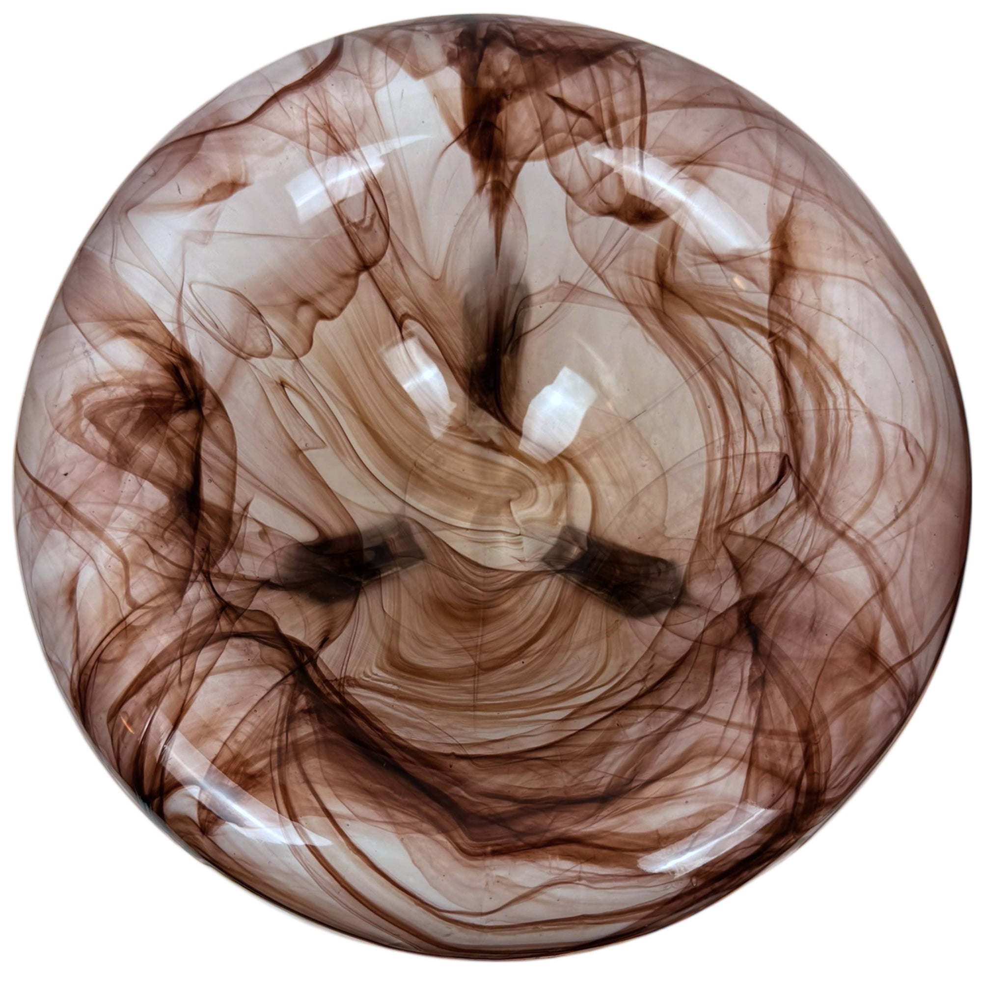 Vintage Walther & Sohne Oralit Cloud Glass Liane Footed Bowl Braun Sepia 26.5 cm