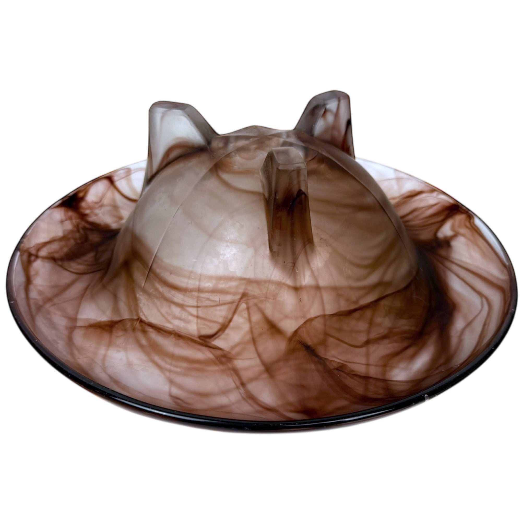 Vintage Walther & Sohne Oralit Cloud Glass Liane Footed Bowl Braun Sepia 26.5 cm