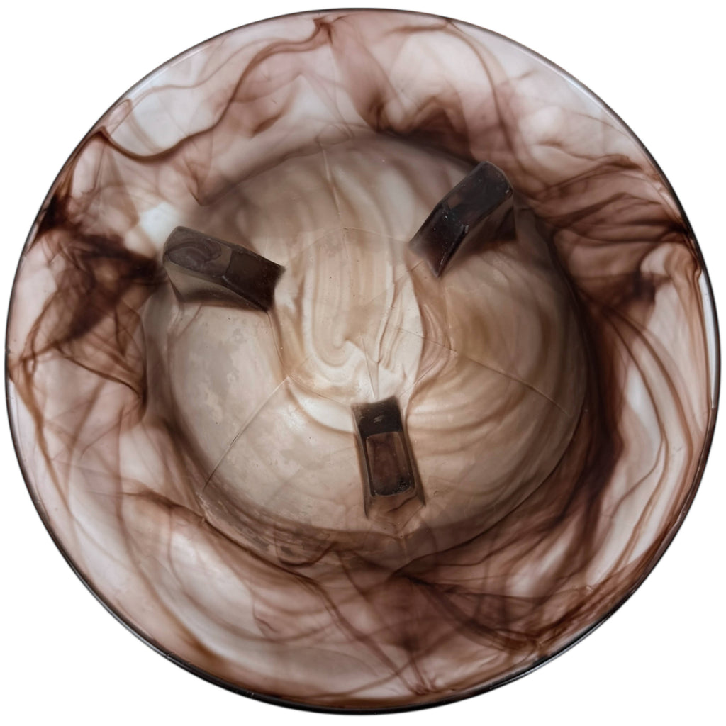 Vintage Walther & Sohne Oralit Cloud Glass Liane Footed Bowl Braun Sepia 26.5 cm