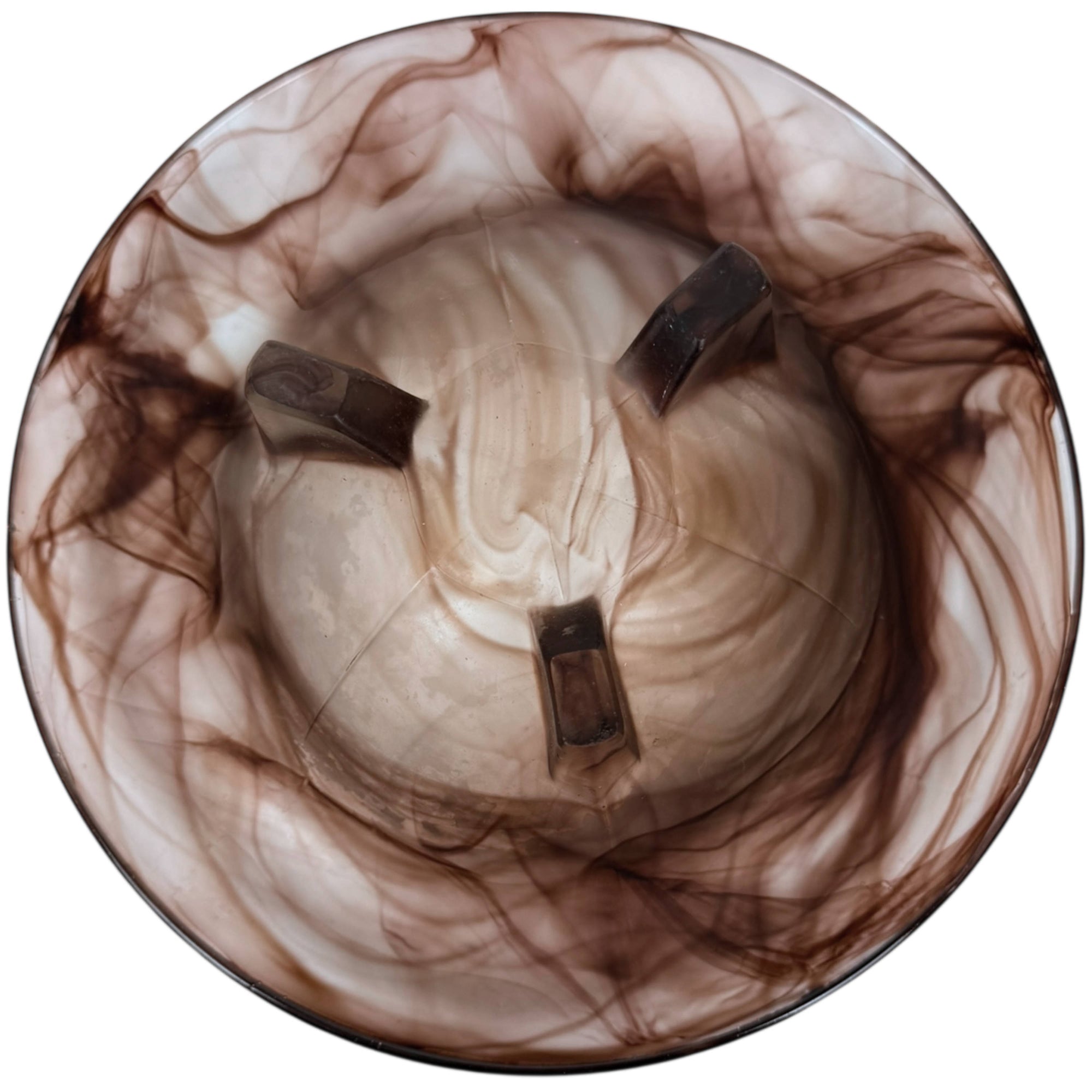 Vintage Walther & Sohne Oralit Cloud Glass Liane Footed Bowl Braun Sepia 26.5 cm