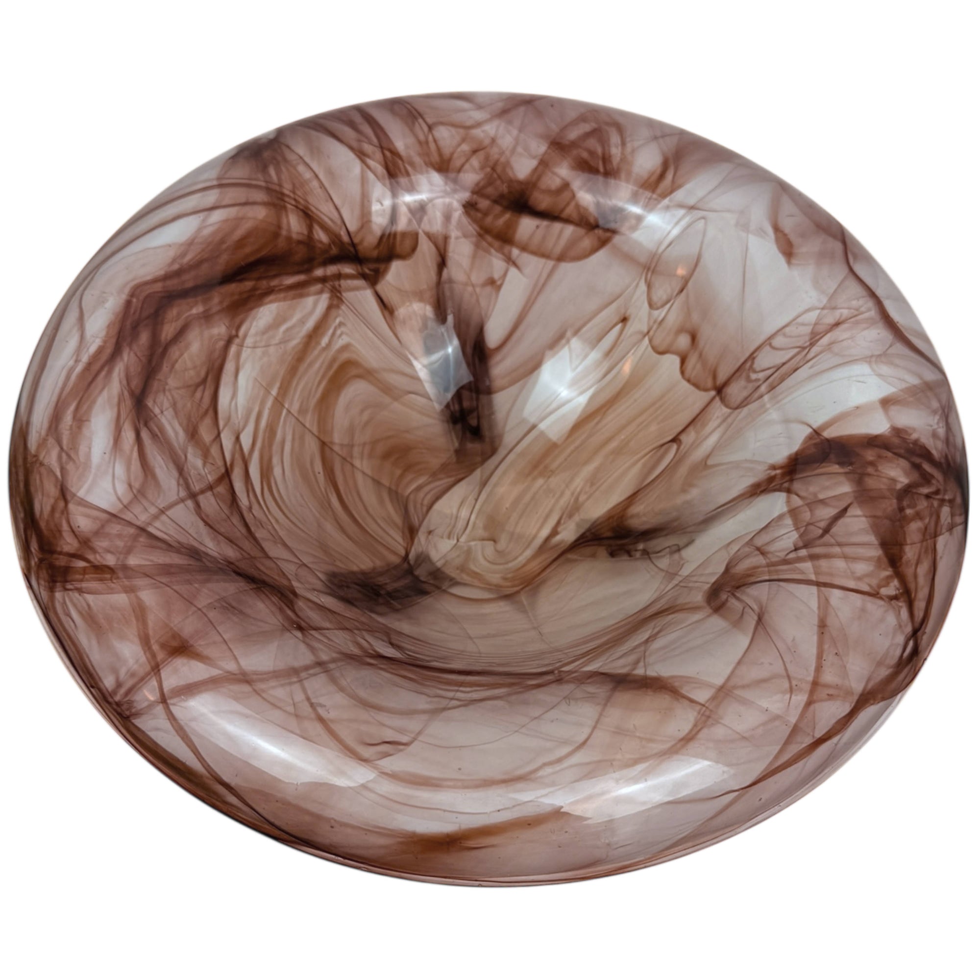 Vintage Walther & Sohne Oralit Cloud Glass Liane Footed Bowl Braun Sepia 26.5 cm