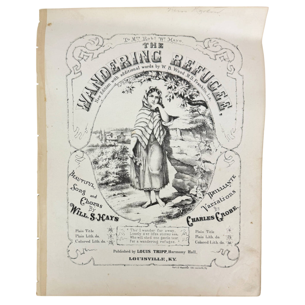 The Wandering Refugee 1866 illustrated sheet music cover