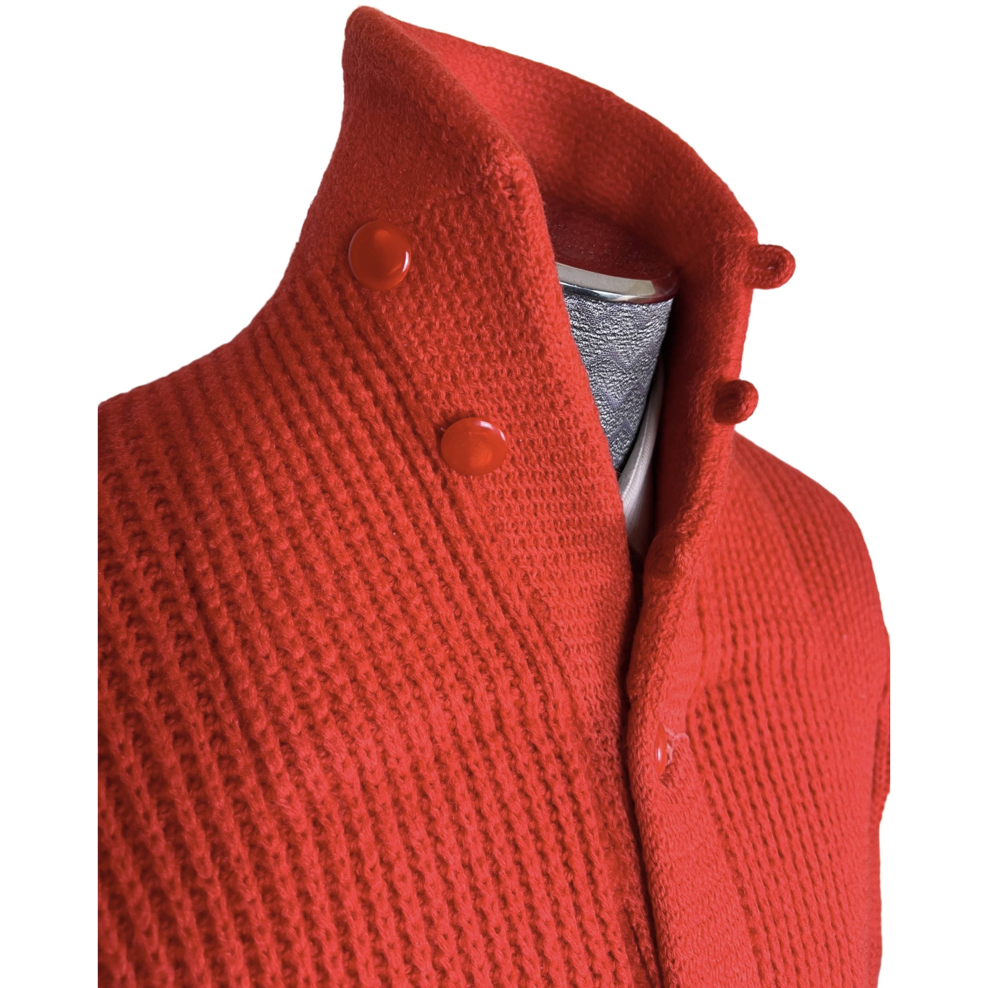 Vintage 1950s Mens Cardigan Sweater Orange Wool Knit Sz M