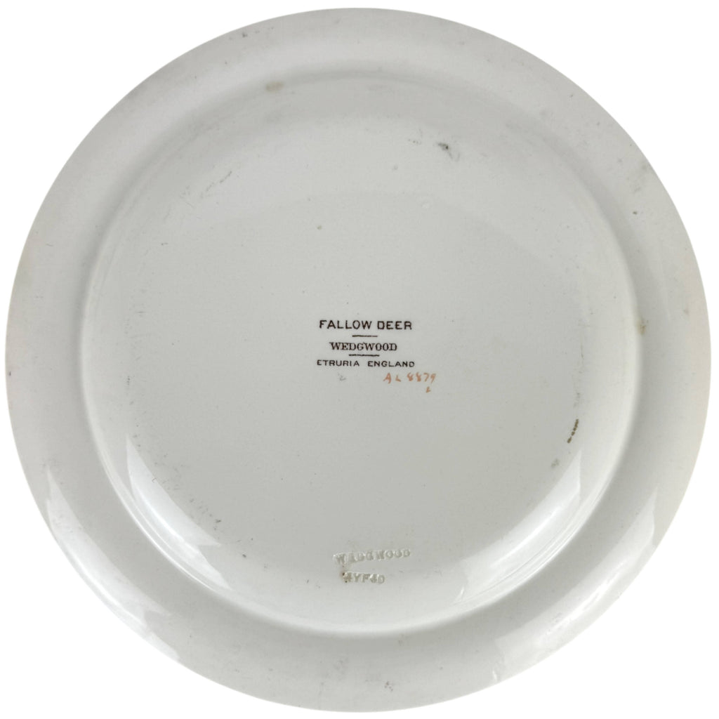 underside of wedgwood fallow deer plate