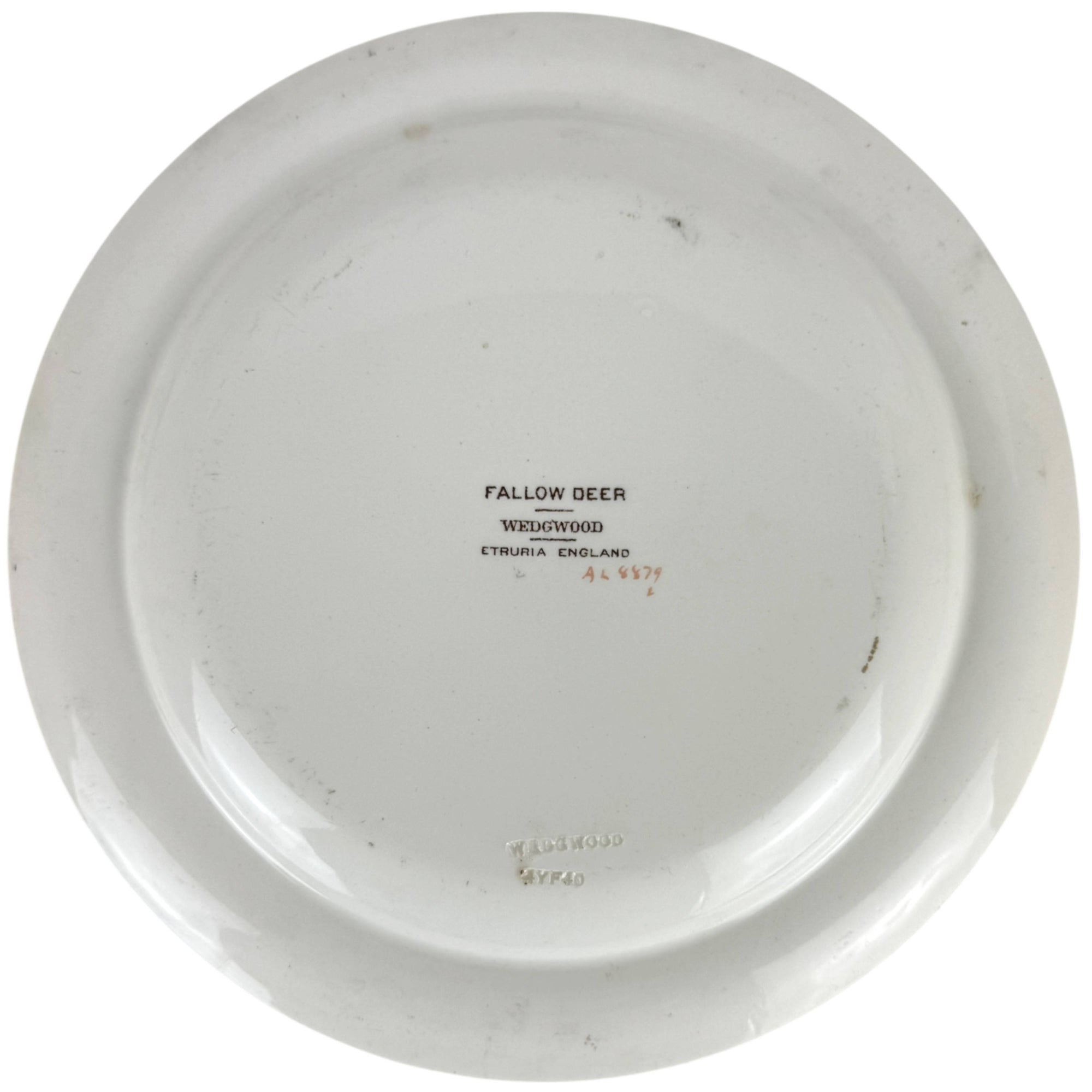underside of wedgwood fallow deer plate