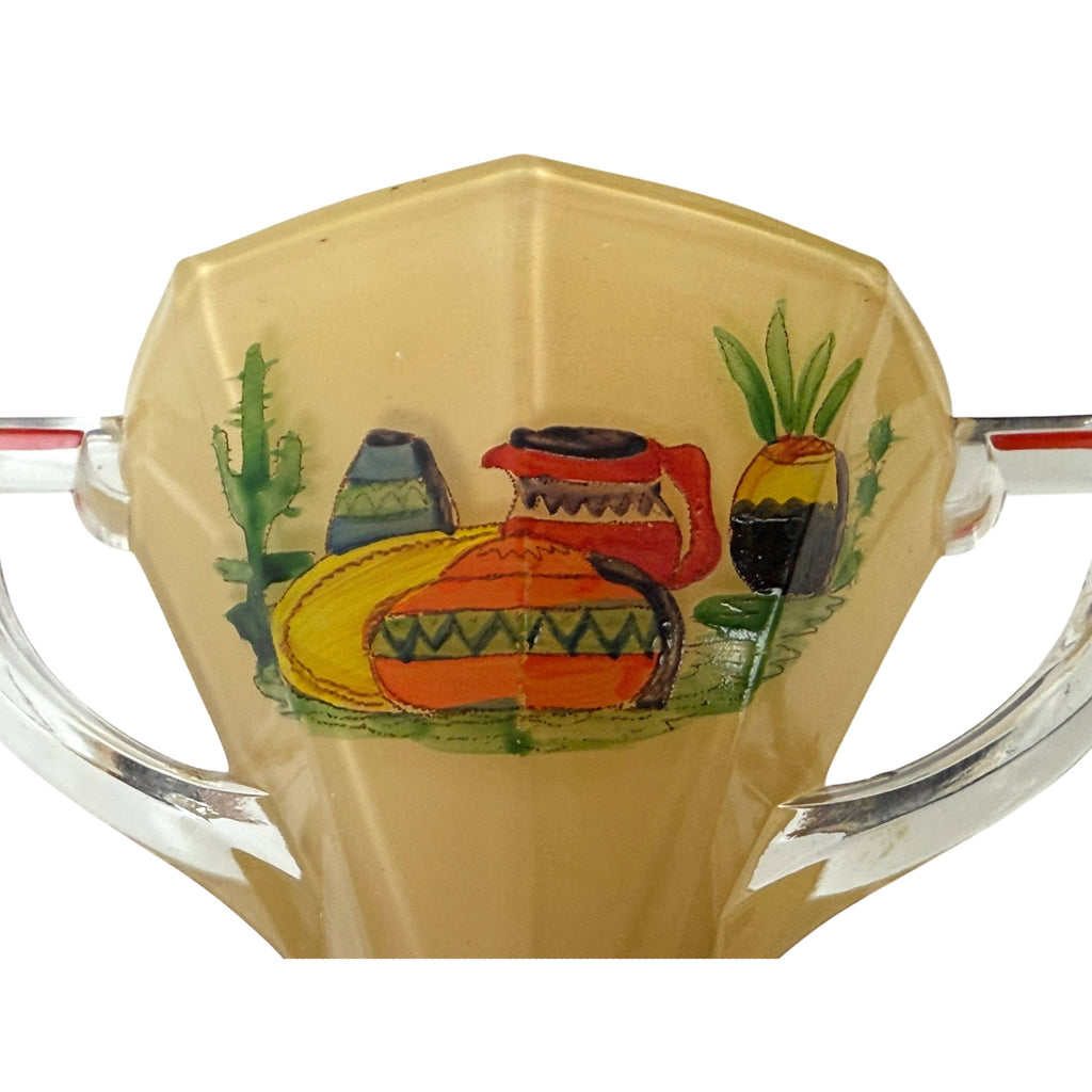 Art Deco Westmoreland Glass Creamer and Sugar Southwestern Motif