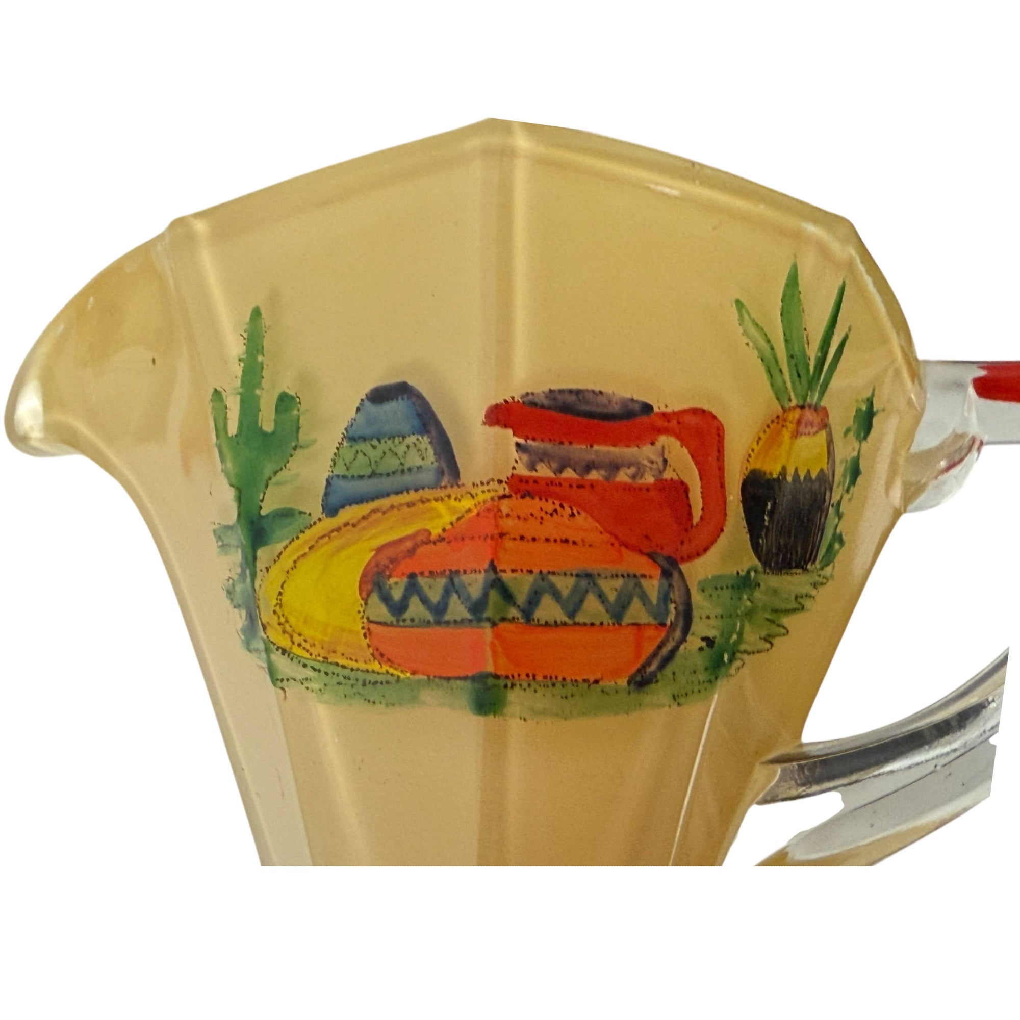 Art Deco Westmoreland Glass Creamer and Sugar Southwestern Motif