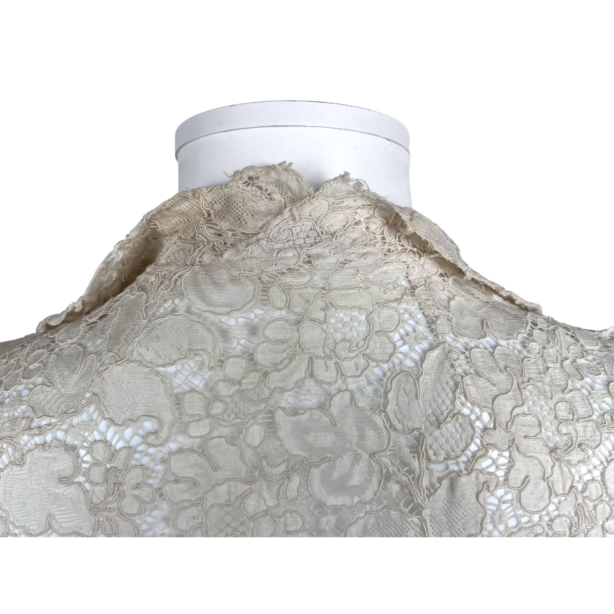 Vintage 1940s Lace Blouse Cream White Cotton Top Size M