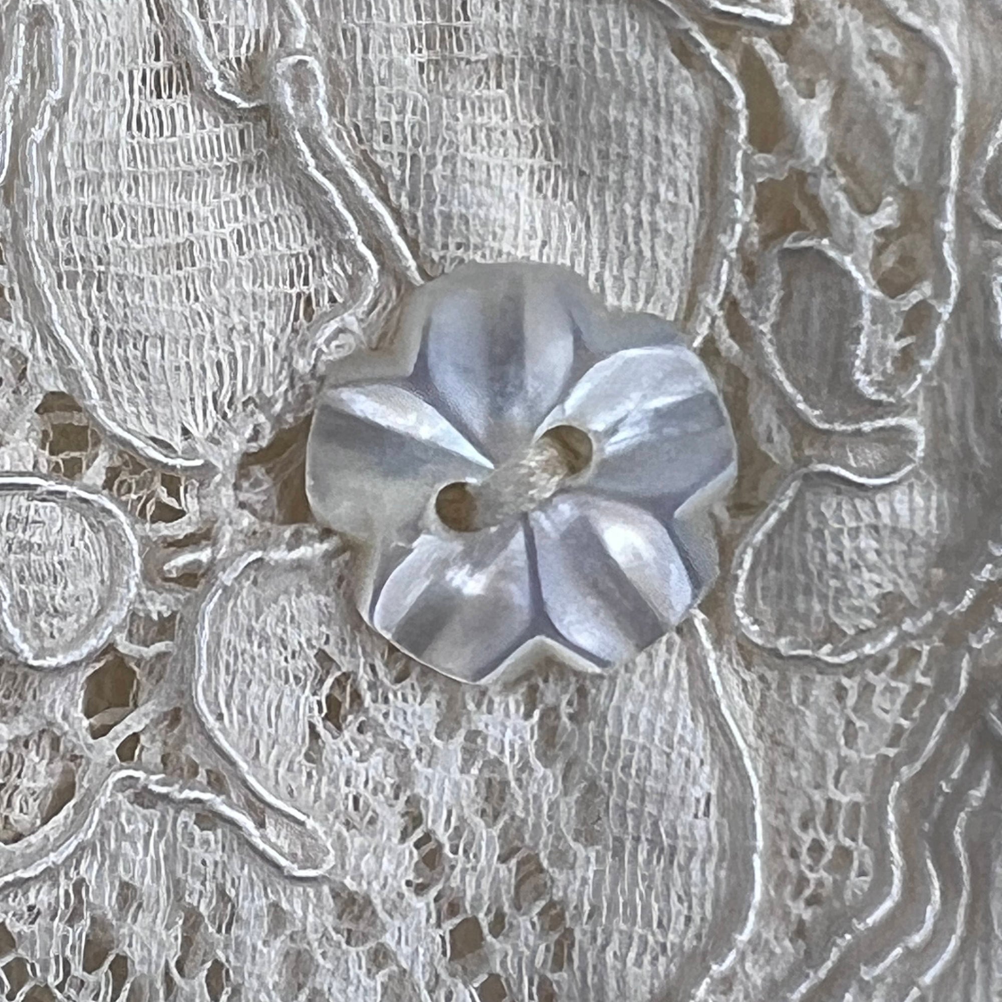 Vintage 1940s Lace Blouse Cream White Cotton Top Size M