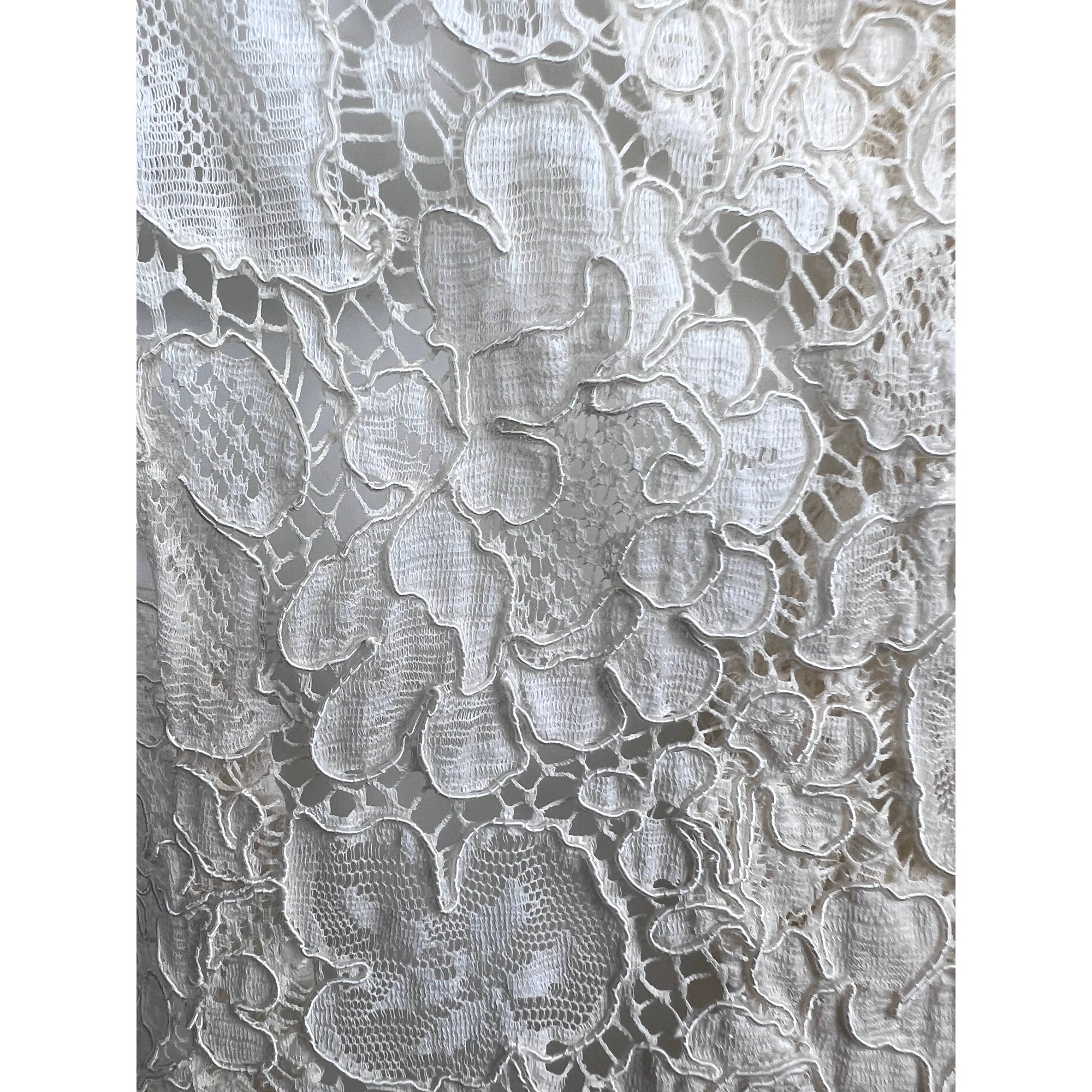 Vintage 1940s Lace Blouse Cream White Cotton Top Size M