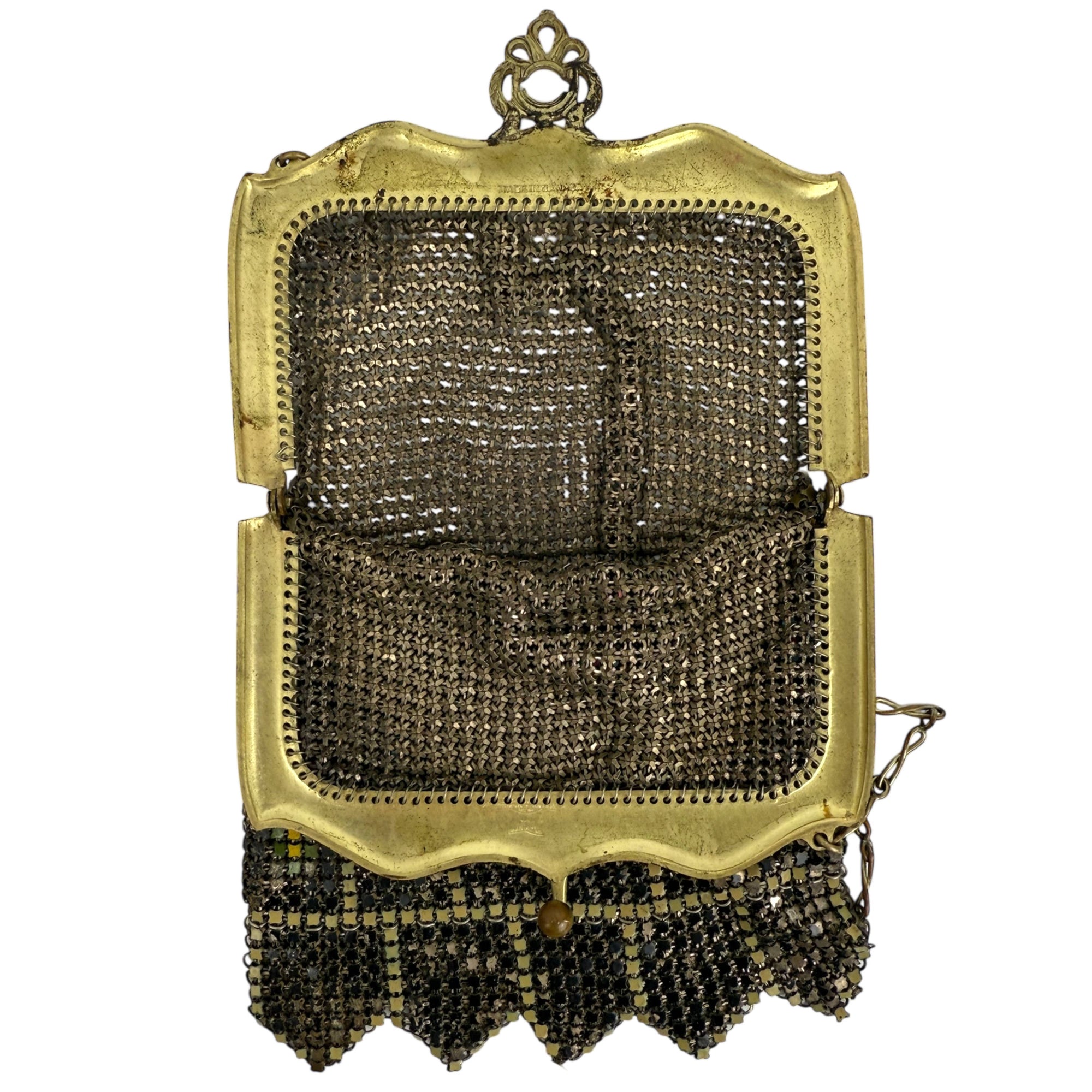 Antique 1920s Whiting & Davis Evening Bag Painted Mesh Purse