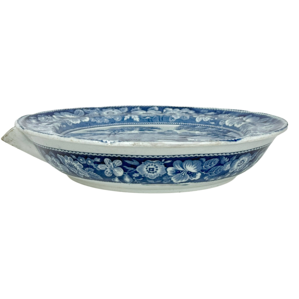 Antique Staffordshire Pearlware Warming Plate Wild Rose Pattern c 1830