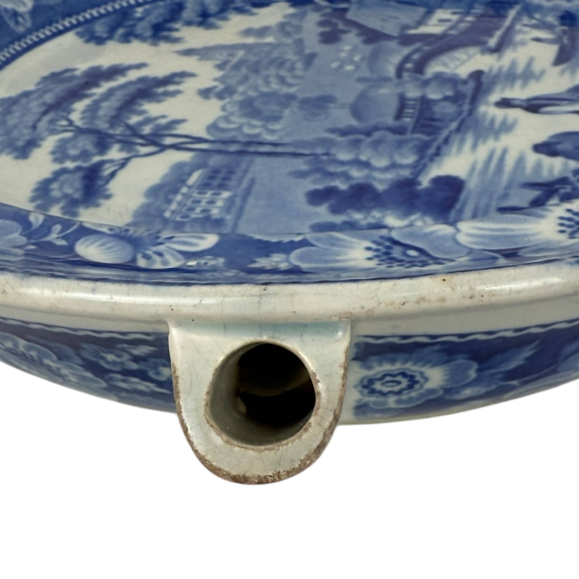 Antique Staffordshire Pearlware Warming Plate Wild Rose Pattern c 1830