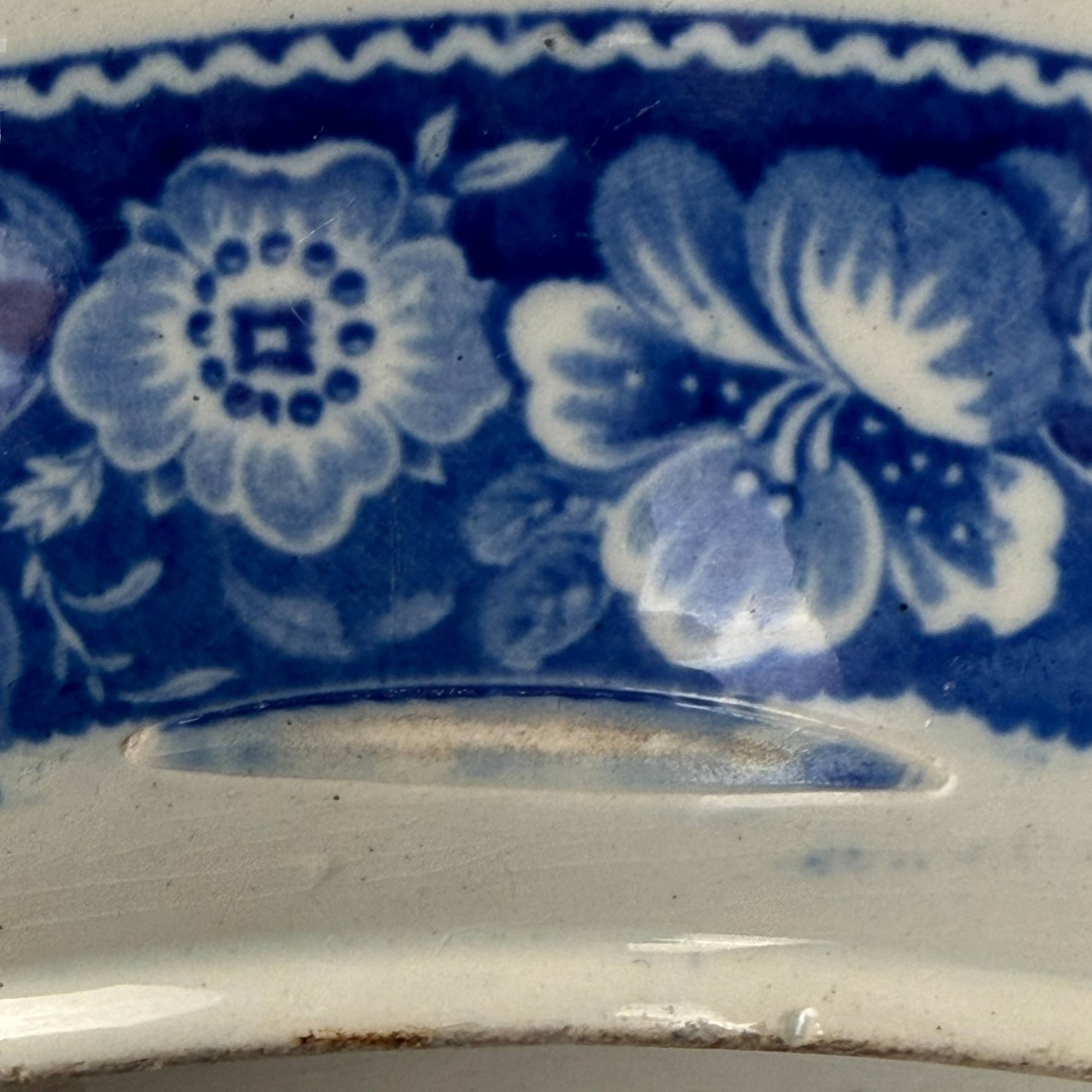 Antique Staffordshire Pearlware Warming Plate Wild Rose Pattern c 1830