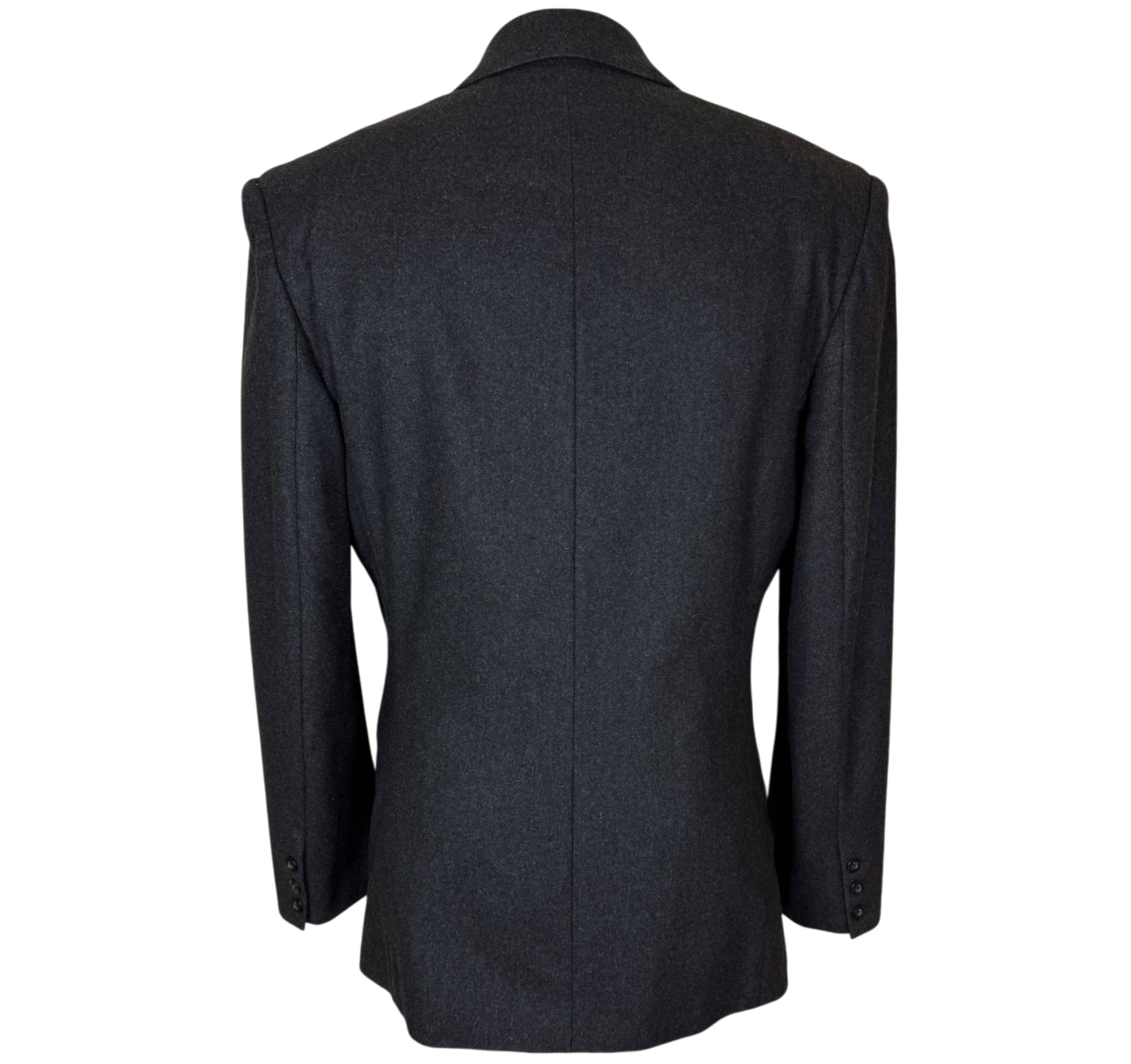 Vintage 1980s WilliWear men's charcoal grey wool jacket back view