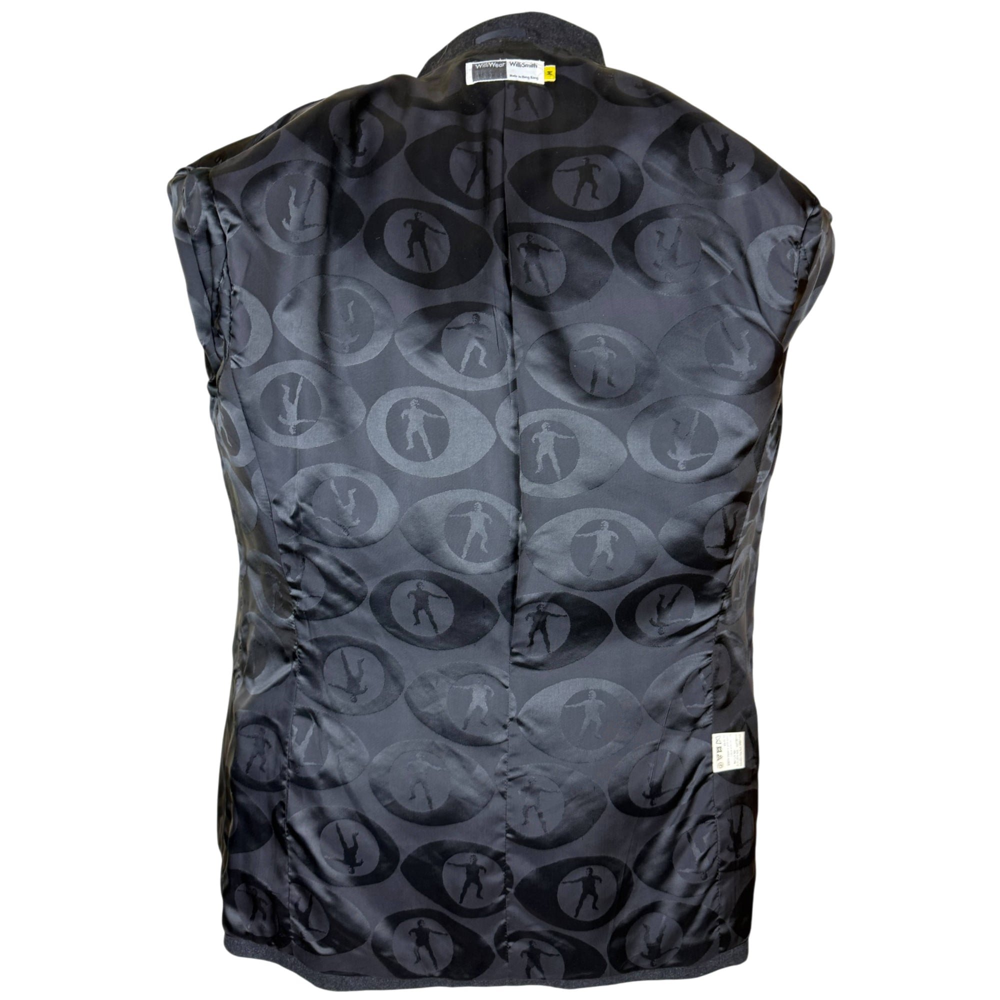 WilliWear Willi Smith men's jacket with black and grey figural patterned lining