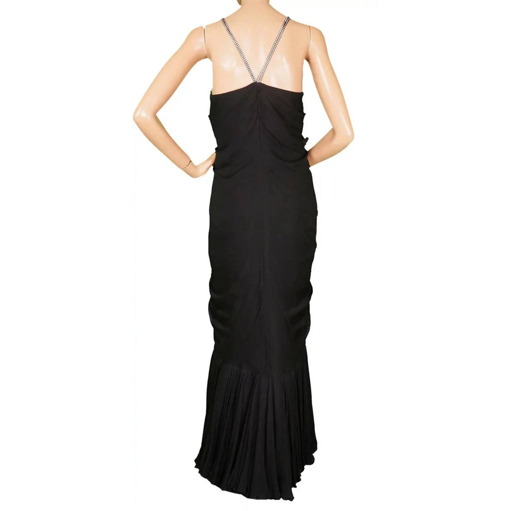 back view of William Travilla Black Silk Chiffon Gown