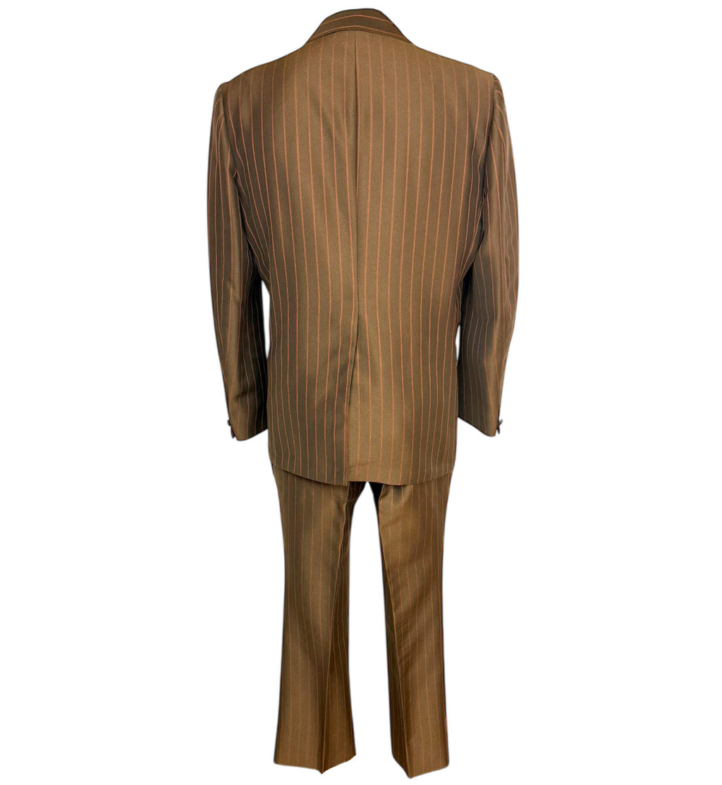 Vintage 1960s Shiny Suit Brown Pinstripe Suit Men’s Size L