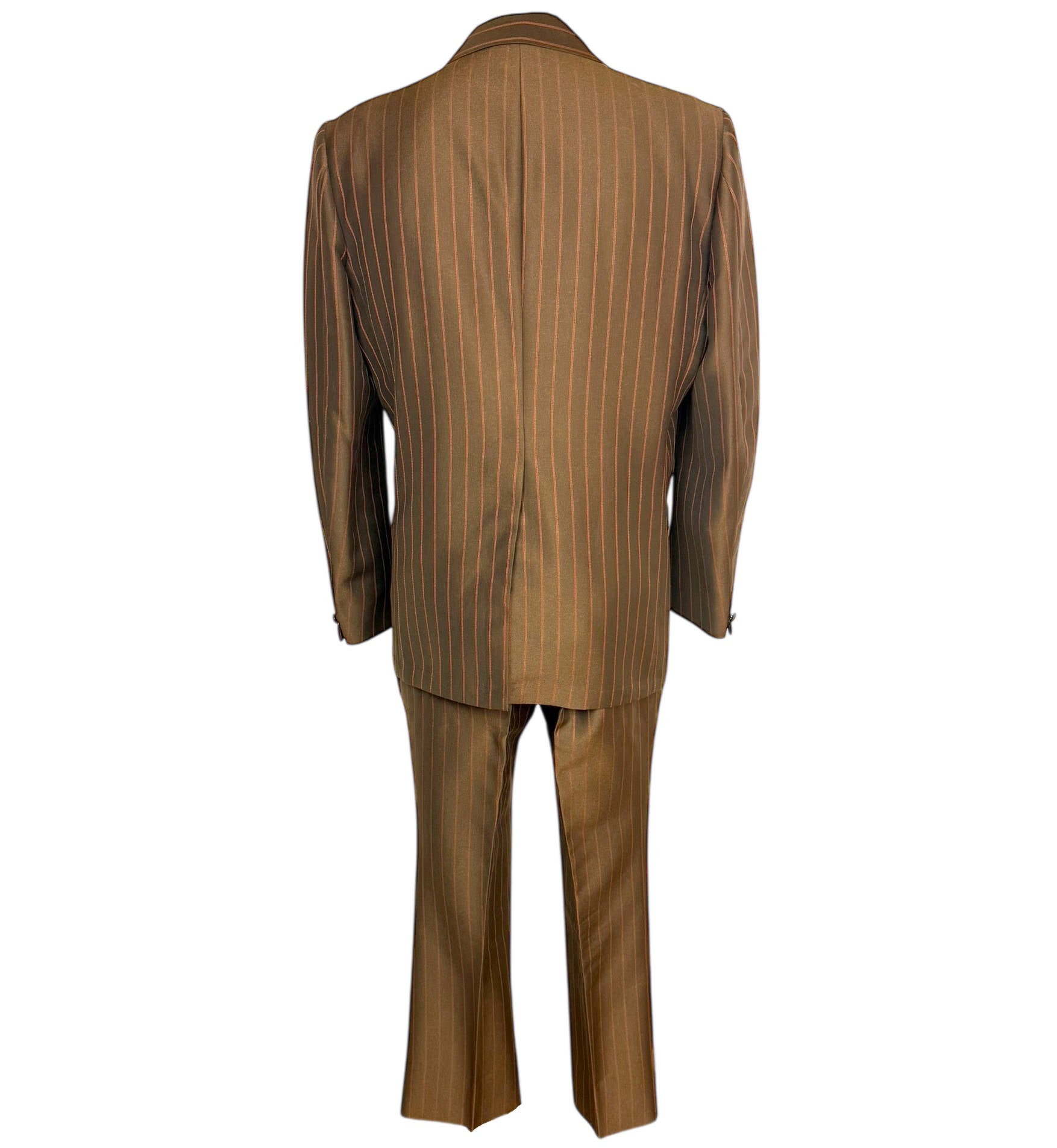Vintage 1960s Shiny Suit Brown Pinstripe Suit Men’s Size L