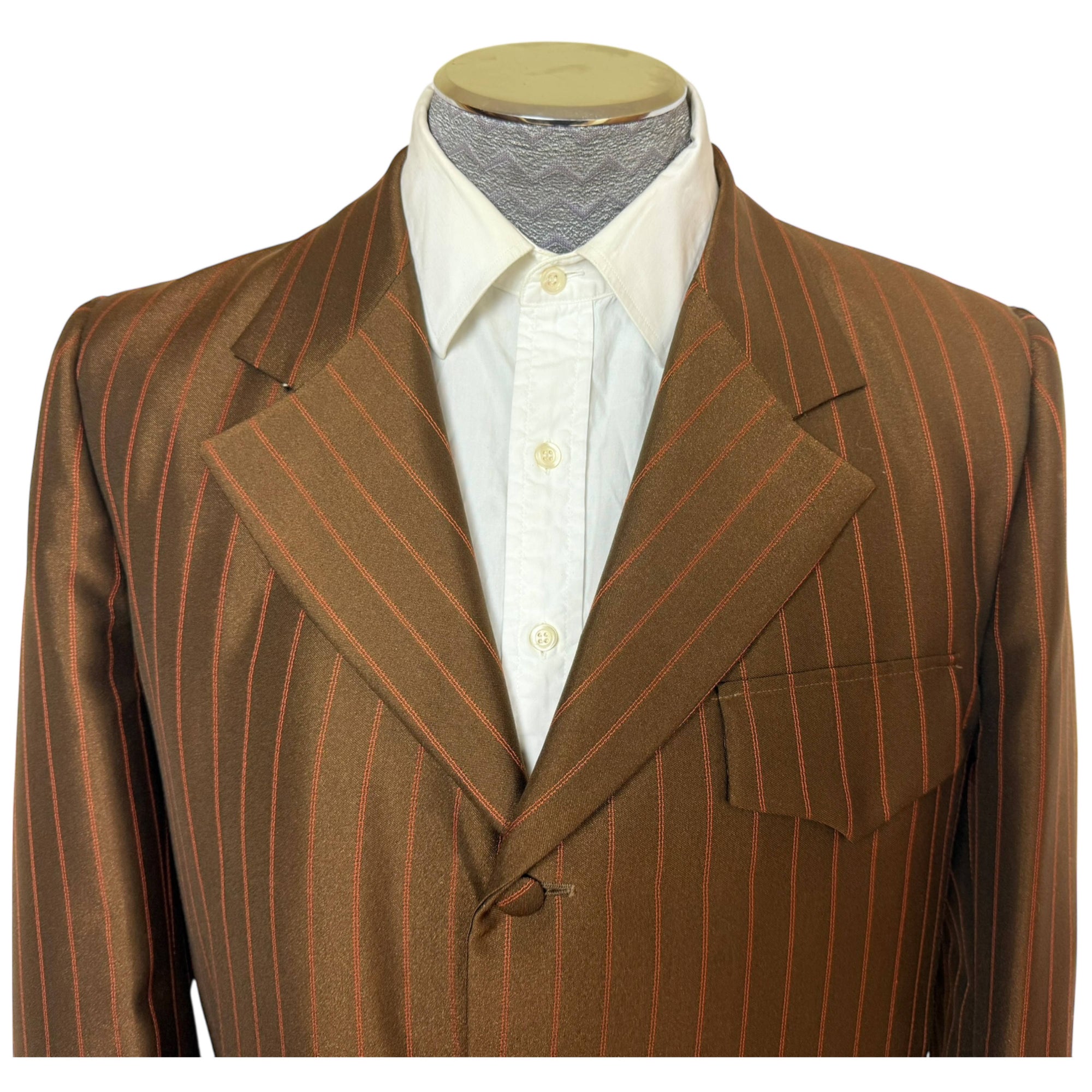 Vintage 1960s Shiny Suit Brown Pinstripe Suit Men’s Size L