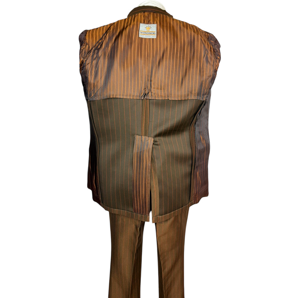 Vintage 1960s Shiny Suit Brown Pinstripe Suit Men’s Size L