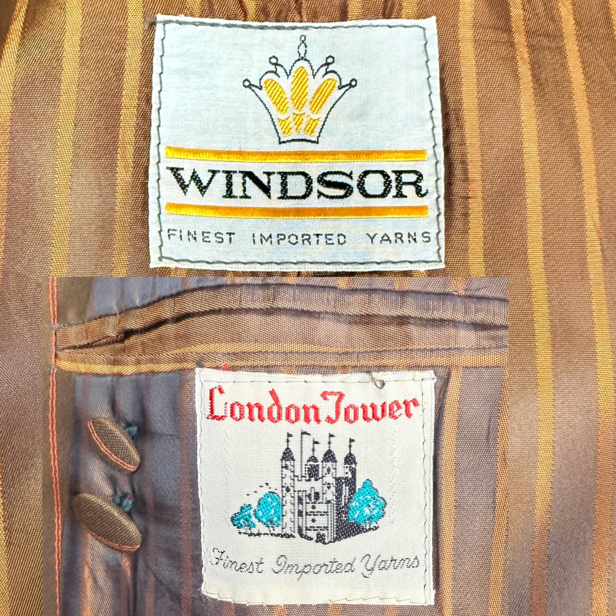 Vintage 1960s Shiny Suit Brown Pinstripe Suit Men’s Size L