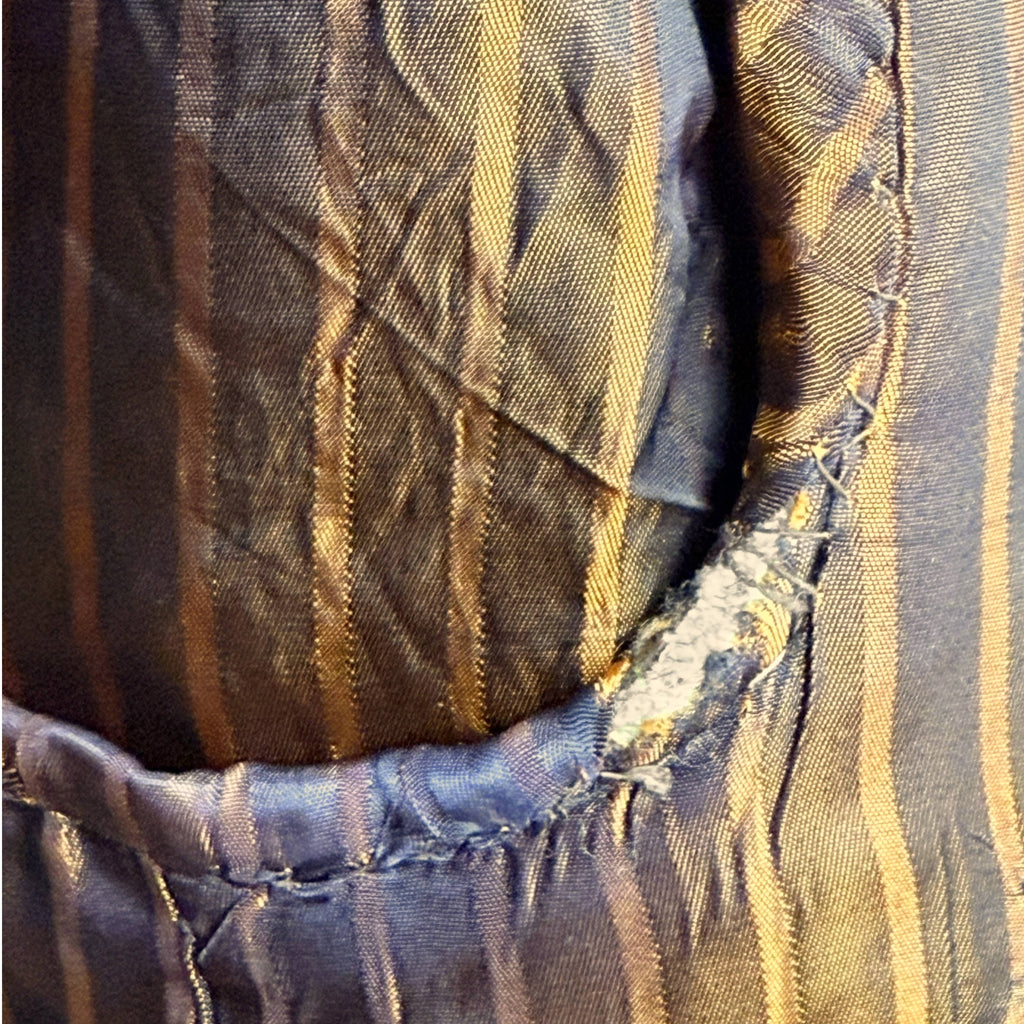 Vintage 1960s Shiny Suit Brown w Orange Pinstripe Men’s Size L