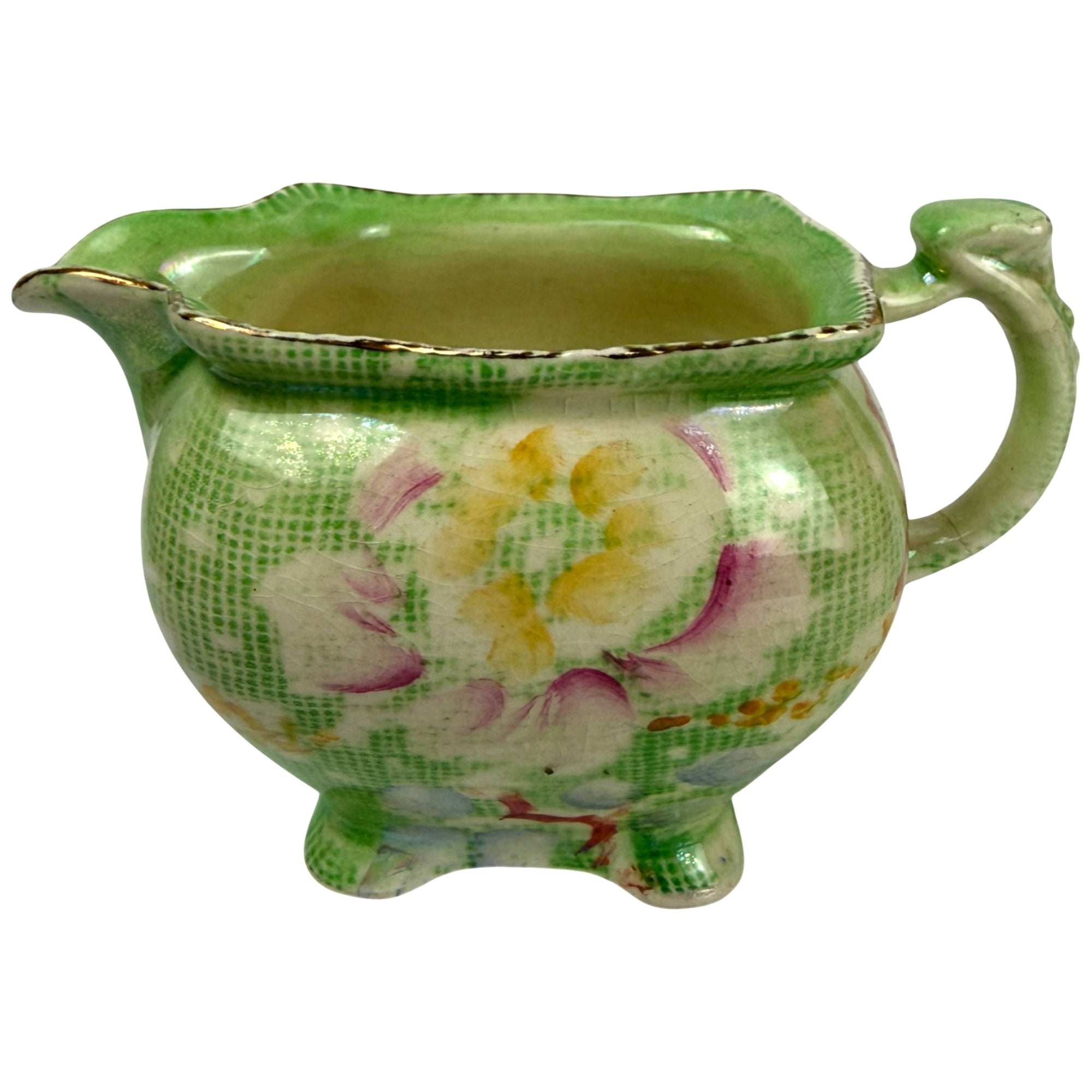 Royal Winton green lustre floral creamer