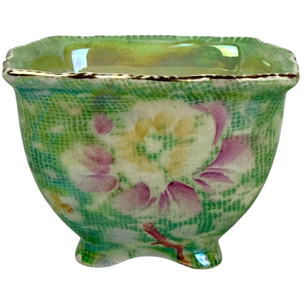 Royal Winton green lustre floral sugar bowl