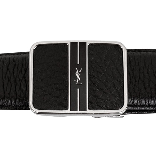 Vintage Yves Saint Laurent Leather Belt with YSL Plaque 
