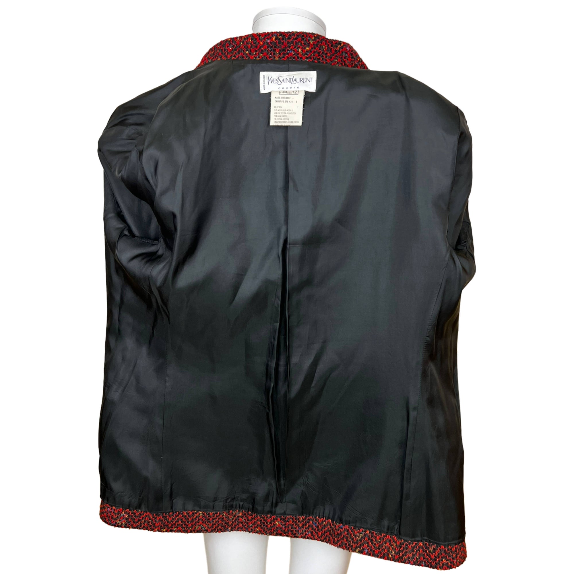 Vintage 1990s Yves St Laurent Encore Tweed Jacket Ladies US 12