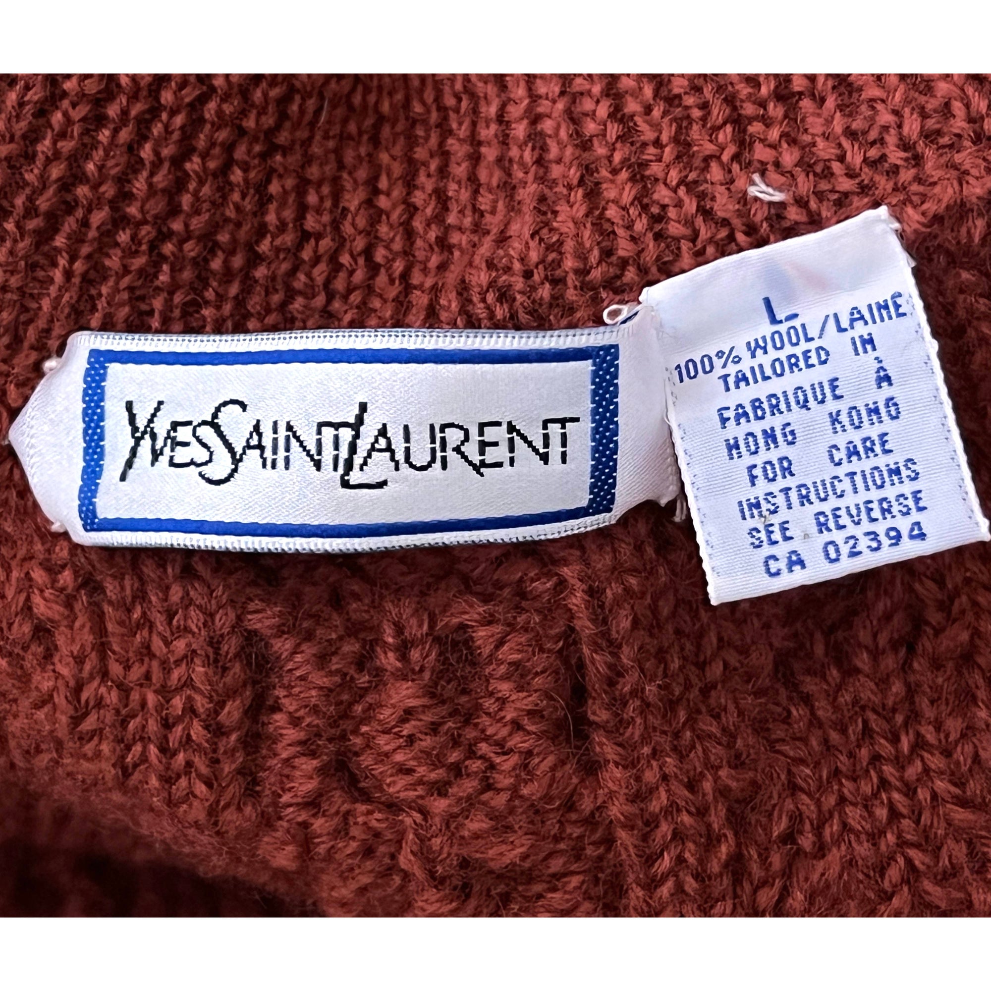 1980s Vintage Yves Saint Laurent Mens Pullover Sweater Sz L
