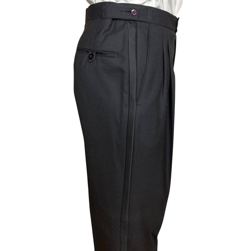 side view of tuxedo pants from the 1980s