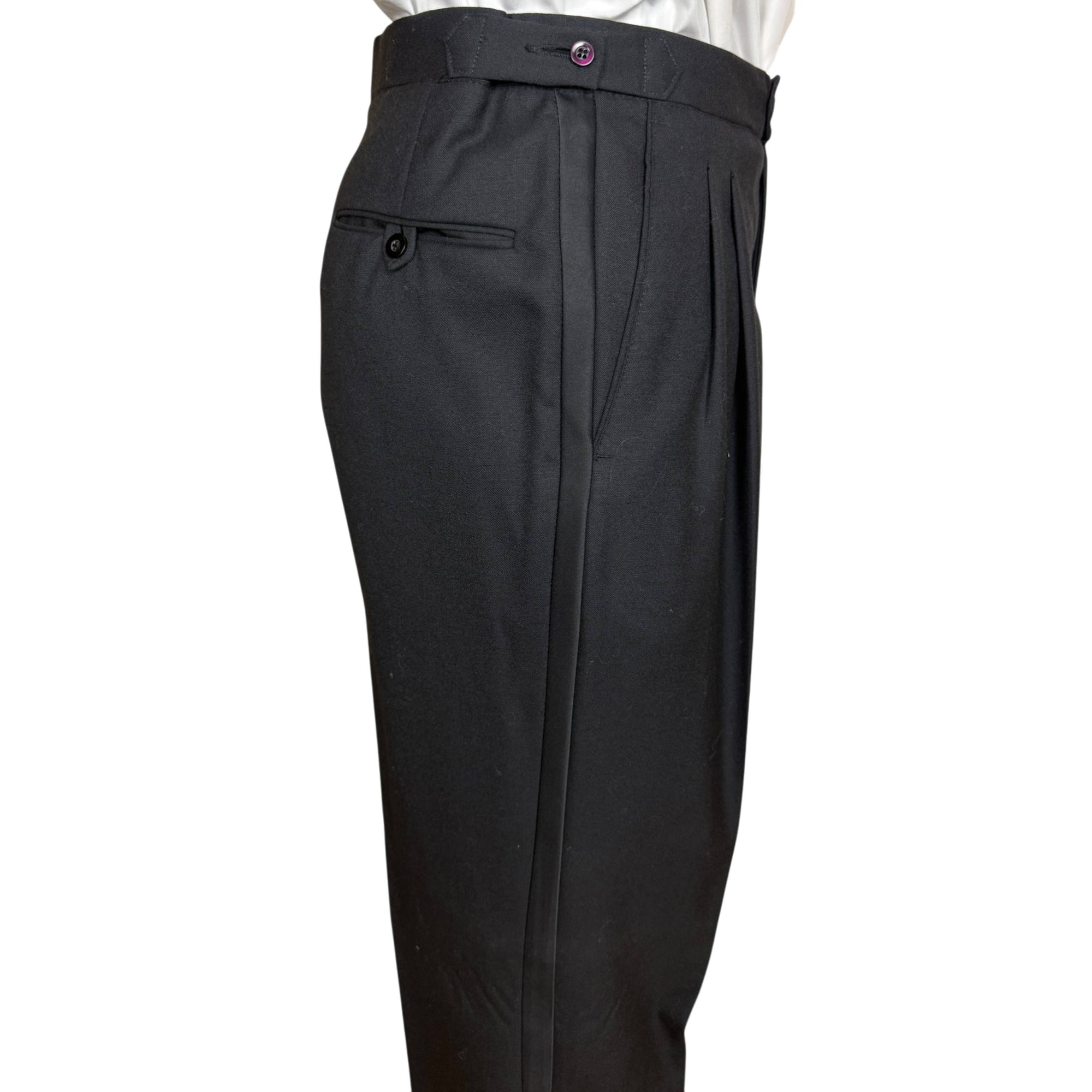side view of tuxedo pants from the 1980s