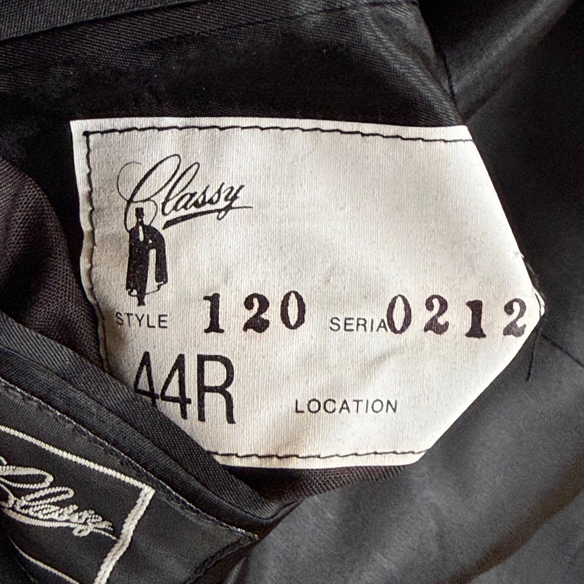 classy formalwear size label
