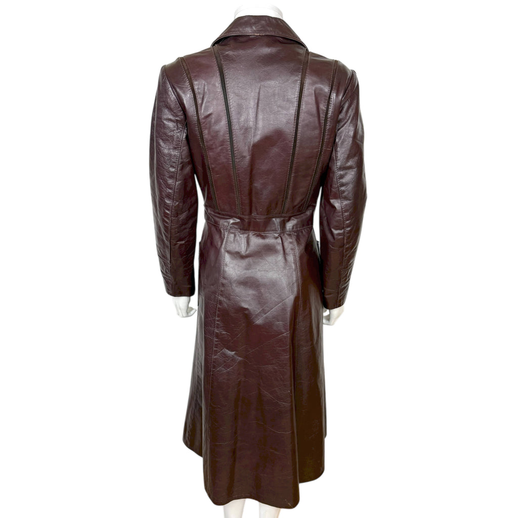 Vintage 1970s Leather Trench Coat Made in Canada Ladies Small