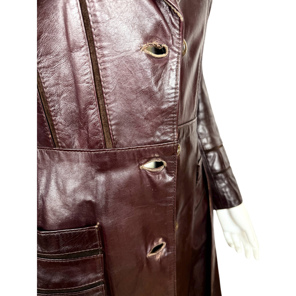 Vintage 1970s Leather Trench Coat Made in Canada Ladies Small
