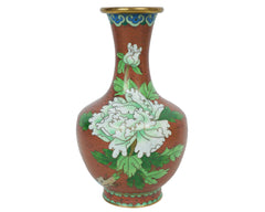 Chinese Cloisonne Enamel Vase Flowers and Bird 7 1/4 Tall - Poppy's Vintage Clothing