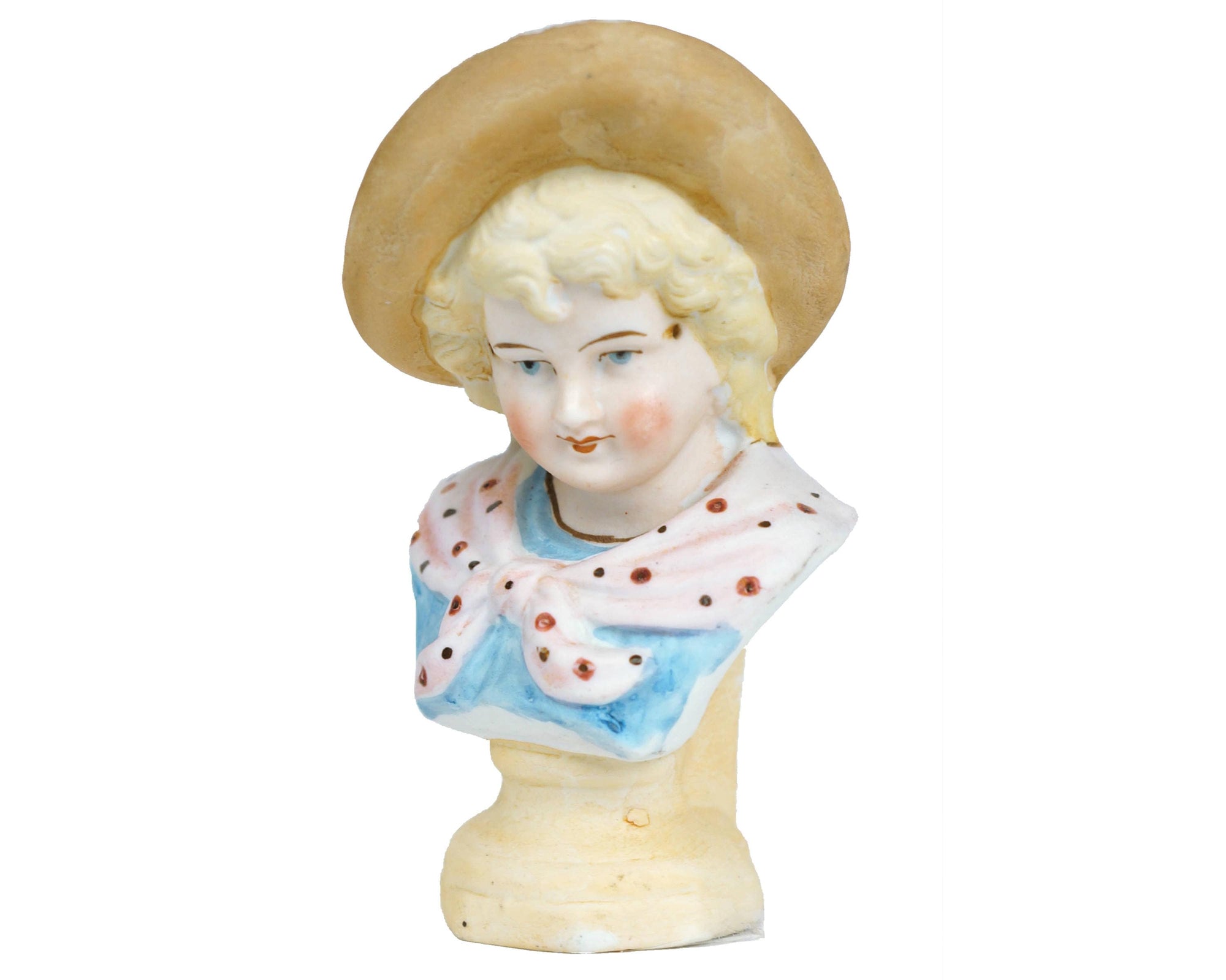 Antique Victorian Bisque Girl Bust Figurine Small 4.5 - Poppy's Vintage Clothing