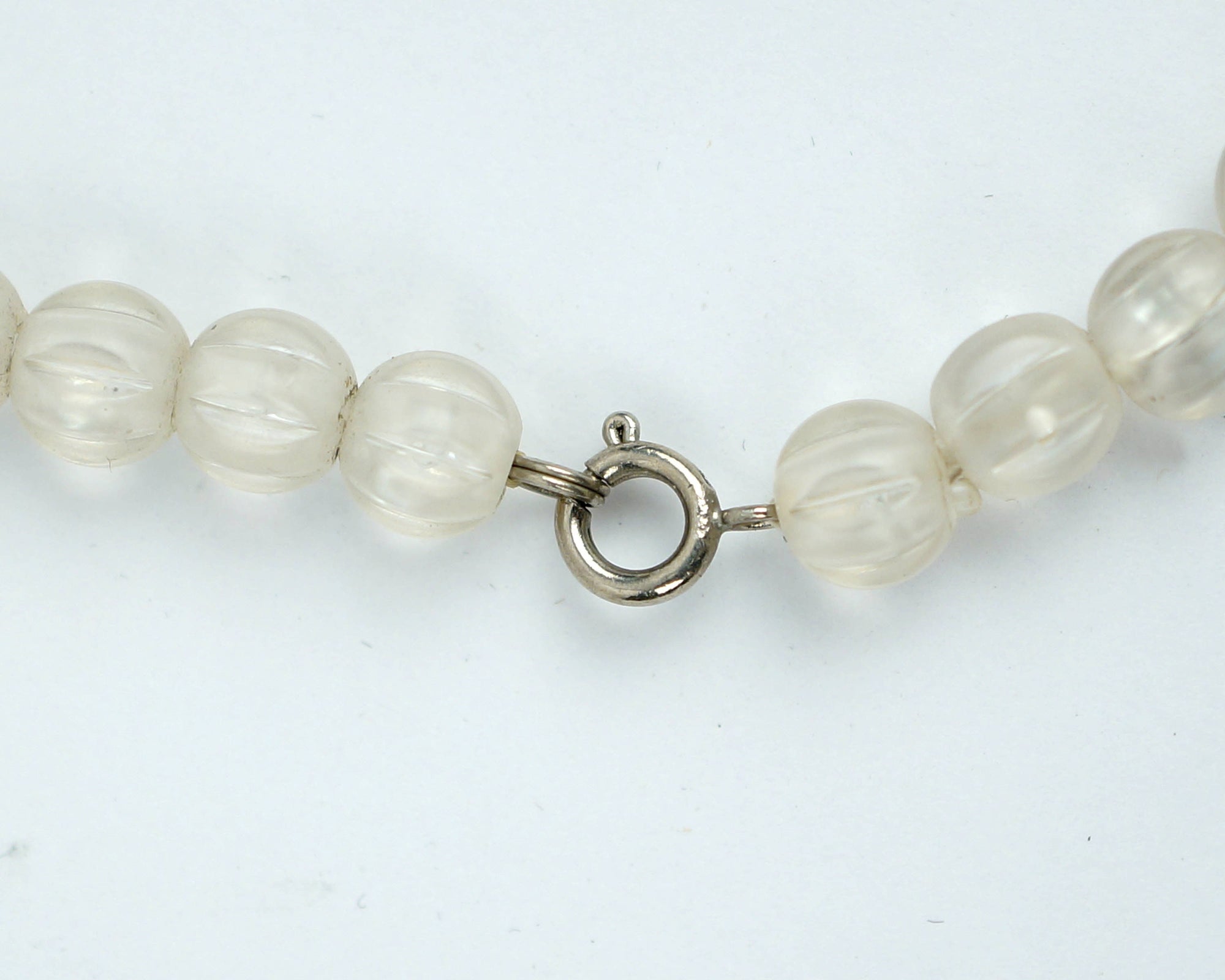 Art Deco Plastic Necklace 1930s Clear Beads with Black Flying Saucer Spacers - Poppy's Vintage Clothing