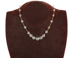 Vintage 1930s Crystal Glass Necklace Faceted Clear Beads with Colour Inclusion - Poppy's Vintage Clothing