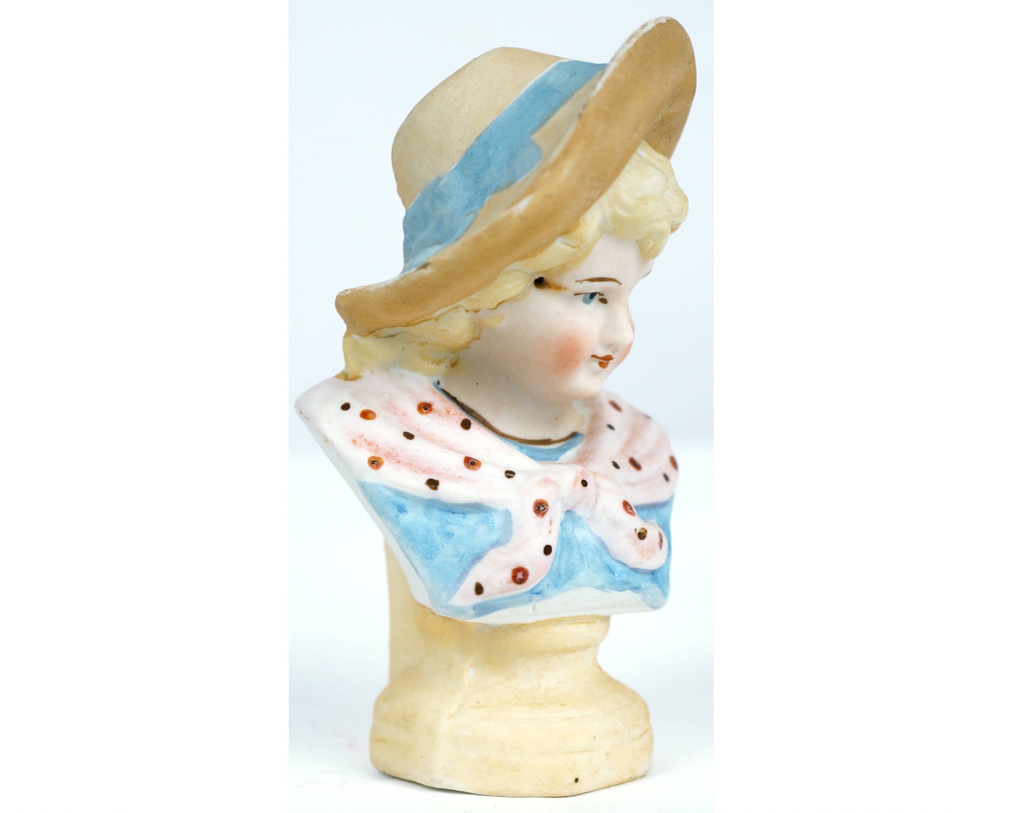 Antique Victorian Bisque Girl Bust Figurine Small 4.5 - Poppy's Vintage Clothing