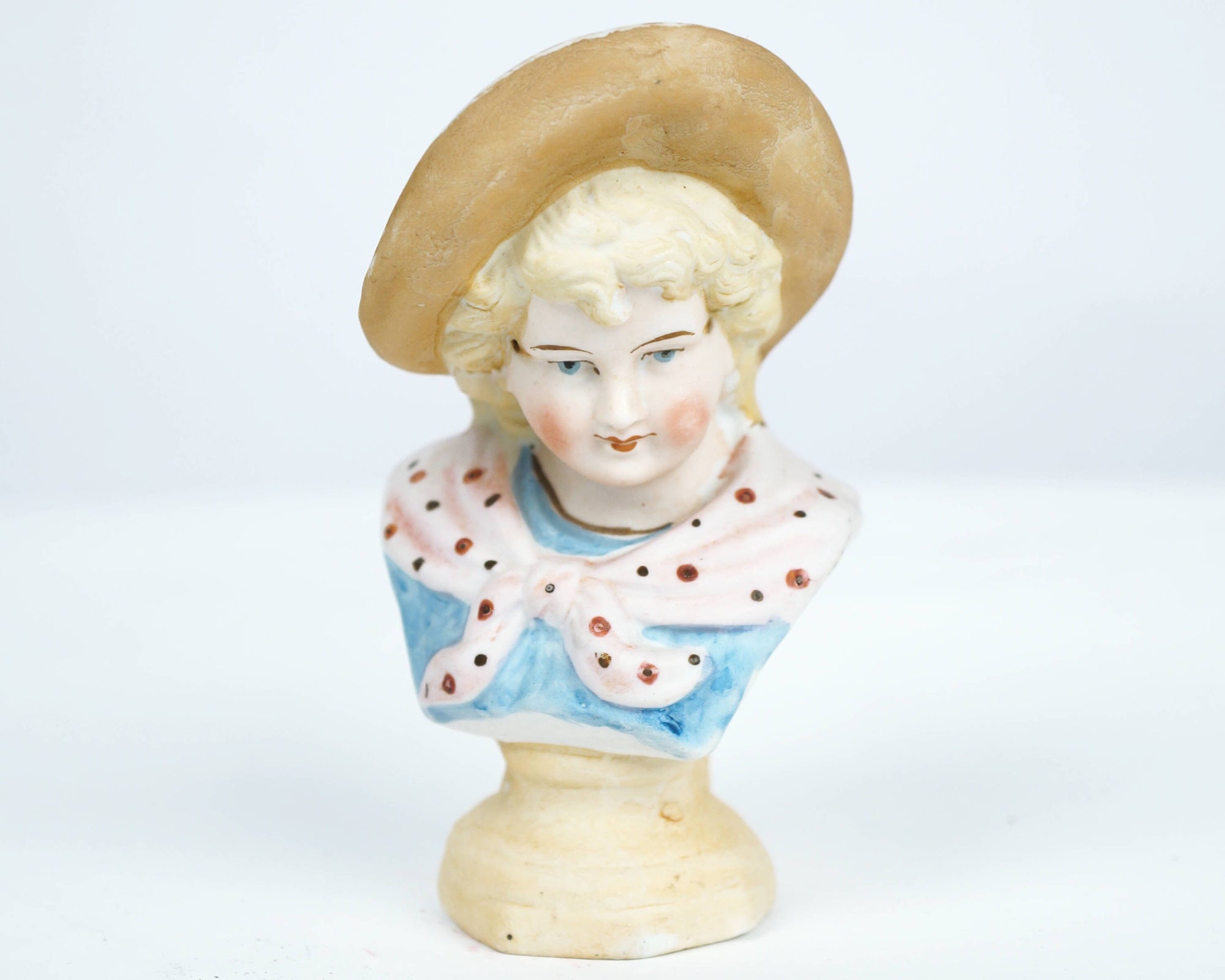 Antique Victorian Bisque Girl Bust Figurine Small 4.5 - Poppy's Vintage Clothing