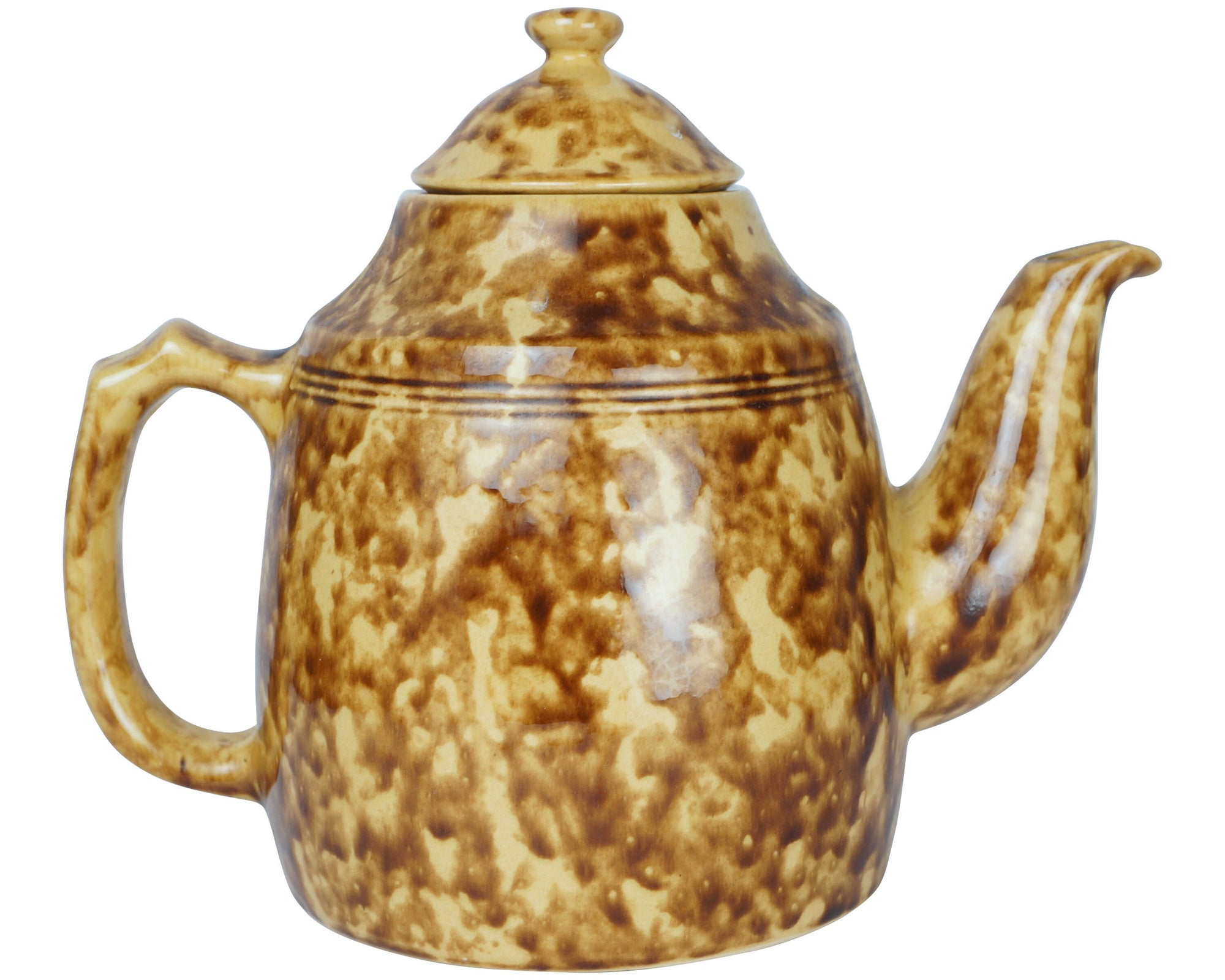 Beauceware Quebec Pottery Spongeware Teapot Jean Cartier Signed Beauce C-3163 1972 - Poppy's Vintage Clothing