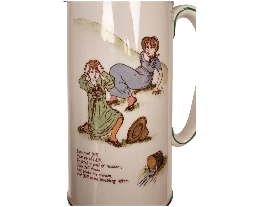 Antique Ridgways Kate Greenaway Pitcher Nursery Rhyme Illustrations c 1890s - Poppy's Vintage Clothing