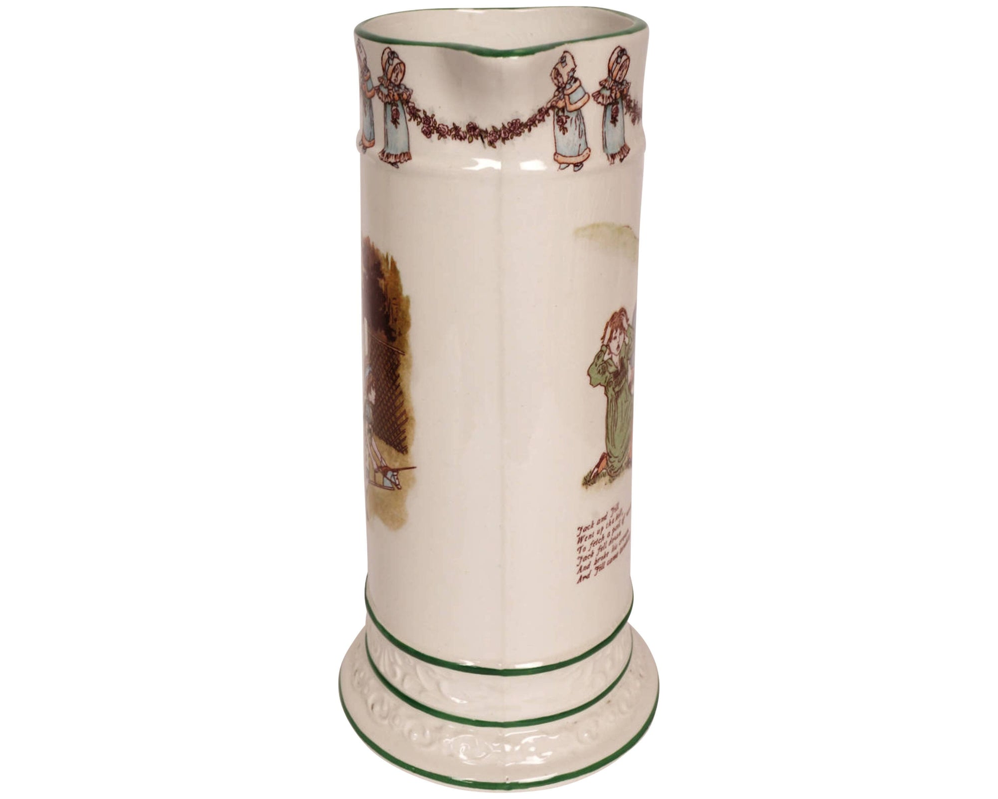 Antique Ridgways Kate Greenaway Pitcher Nursery Rhyme Illustrations c 1890s - Poppy's Vintage Clothing