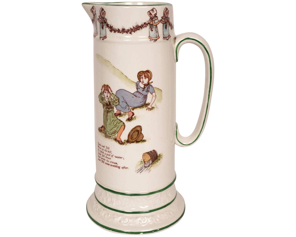 Antique Ridgways Kate Greenaway Pitcher Nursery Rhyme Illustrations c 1890s - Poppy's Vintage Clothing