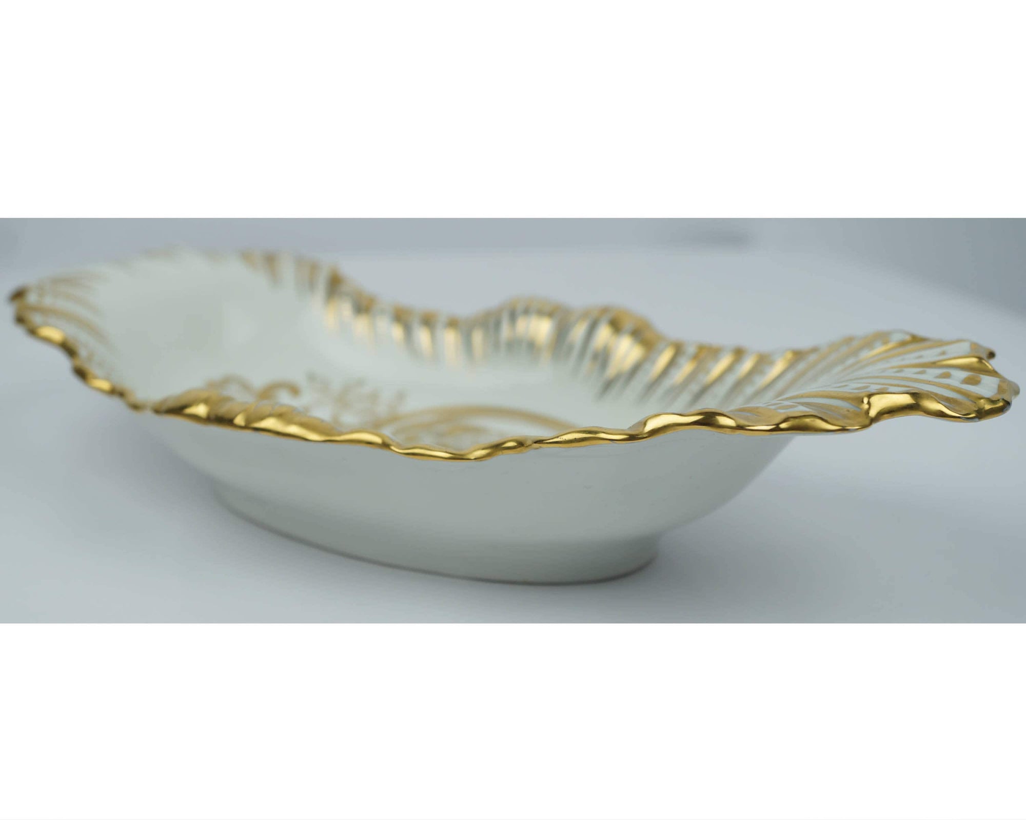 Antique KPM Berlin Porcelain Serving Dish Celery Tray Gold Hand Paint Decoration - Poppy's Vintage Clothing