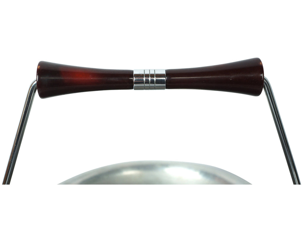 Vintage Ice Bucket Chrome w Cherry Amber Red Bakelite Handles by Glo Hill - Poppy's Vintage Clothing